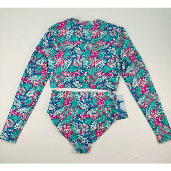 NWT Poetry in Ocean Tropical Long Sleeve Bikini Set Size M Juniors - Picture 2 of 11